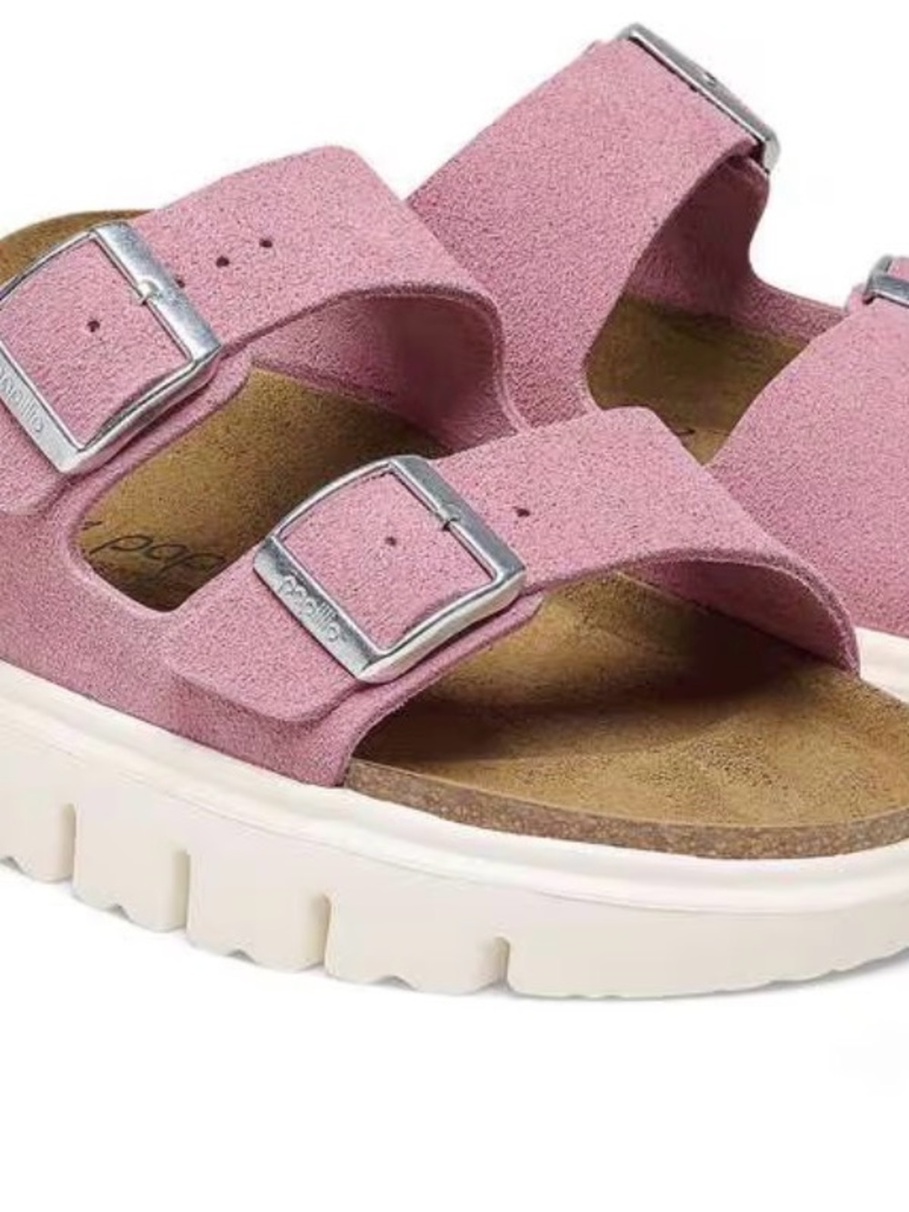Papillio Candy Pink Suede Two-Strap Lug Sandals by Birkenstock. NWT - Picture 3 of 8